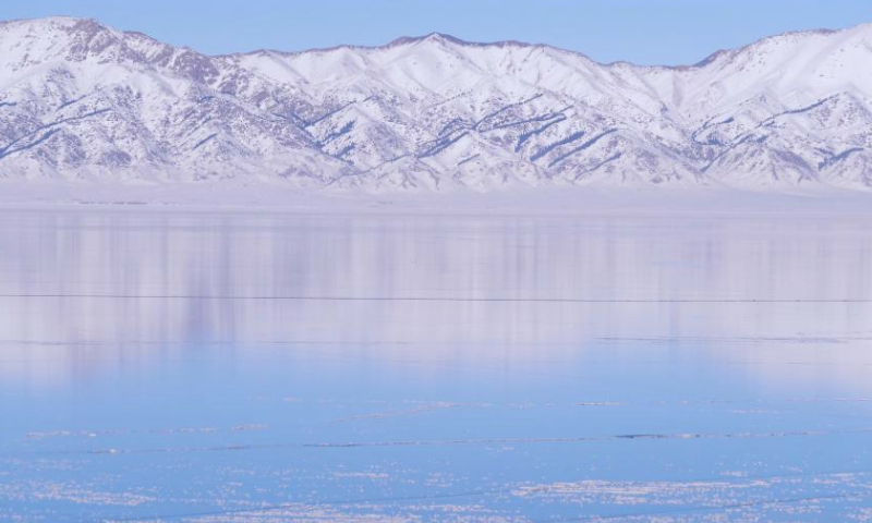 This photo shows a view of Sayram Lake in Bortala Mongolian Autonomous Prefecture, northwest China's Xinjiang Uygur Autonomous Region, Jan. 14, 2025. (Xinhua/Du Juanjuan)