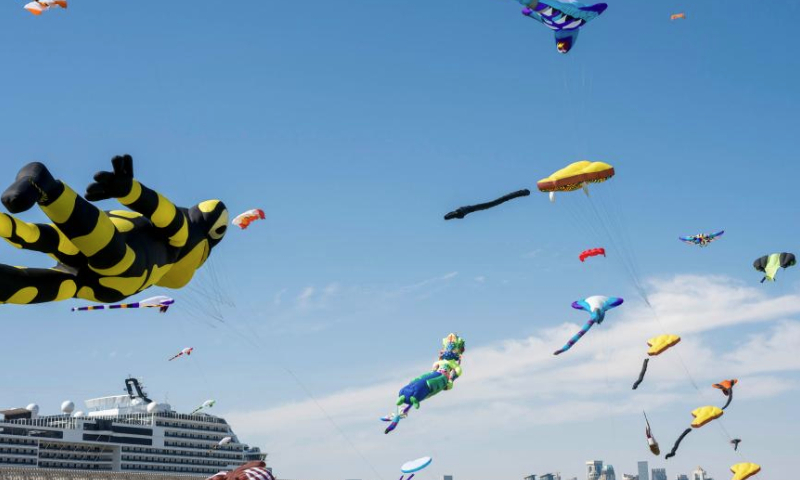 Kites fly in the sky during the Qatar Kite Festival 2025 at Old Doha Port in Doha, Qatar, Jan. 19, 2025. (Photo by Nikku/Xinhua)