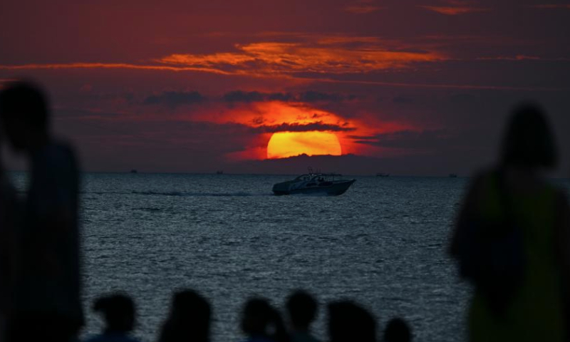 This photo taken on Jan. 17, 2025 shows a sunset view at the Cenang beach in Langkawi, Malaysia. (Xinhua/Cheng Yiheng)