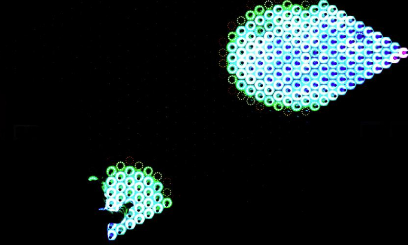 A boy plays with an art installation named Quantum Jungle at Young V&A in London, Britain, Jan. 14, 2025. Quantum Jungle, an interactive light installation, features a mass of touch-sensitive tactile springs and LEDs. (Xinhua/Li Ying)