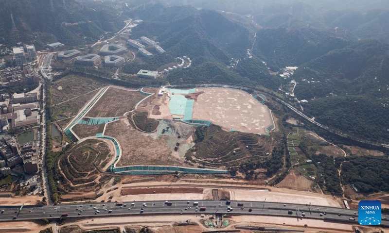An aerial drone taken on Jan. 10, 2025 shows the construction site of the Advanced Attosecond Laser Infrastructure in Dongguan, south China's Guangdong Province. (Xinhua/Jin Liwang)