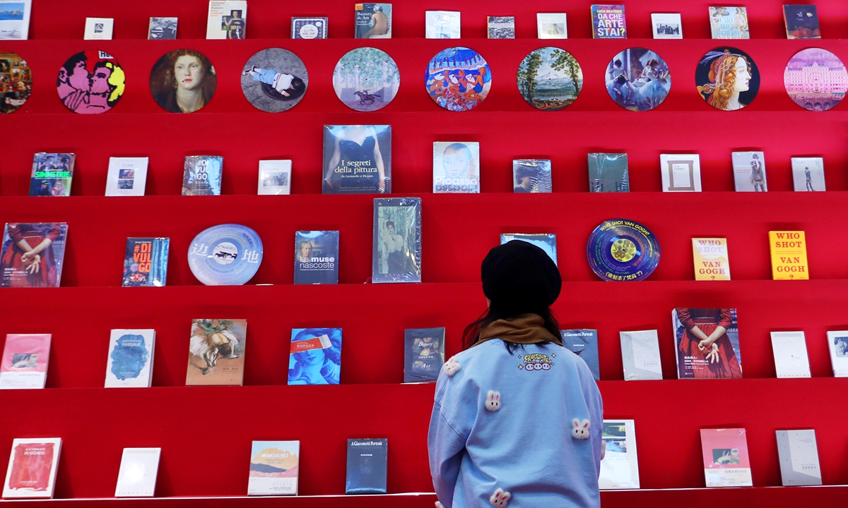 A visitor browses books and related products at the Beijing Book Fair on January 9, 2025 in Beijing. Photo: VCG