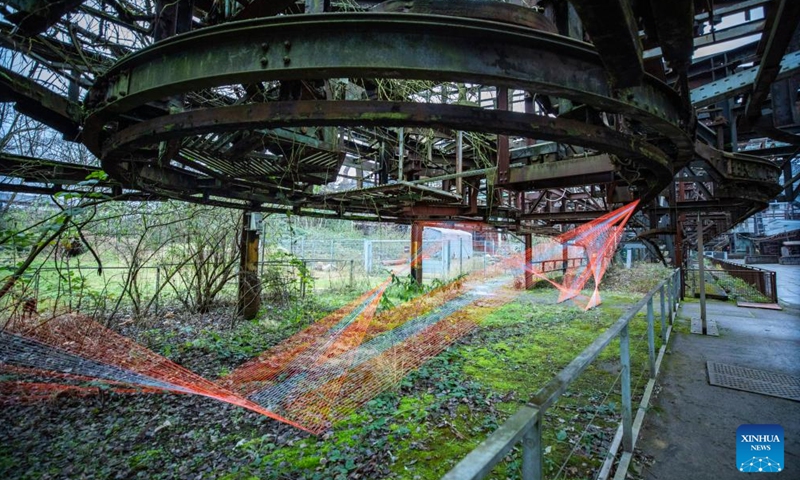 This photo taken on Dec. 17, 2024 shows an art installation of Urban Art Biennale at the Voelklingen Ironworks in Saarland, Germany. (Xinhua/Zhang Fan)