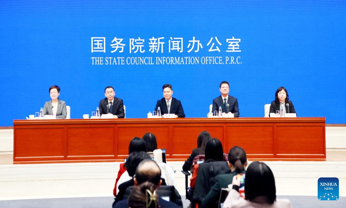 A press conference on ensuring market supply and promoting consumption during the Spring Festival is held by the State Council Information Office in Beijing, capital of China, Jan. 24, 2025. (Xinhua/Pan Xu)