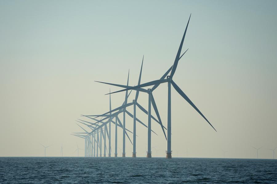 Offshore wind turbines are pictured in the waters of Laizhou City, east China's Shandong Province, Jan. 7, 2025. (Photo: Xinhua)