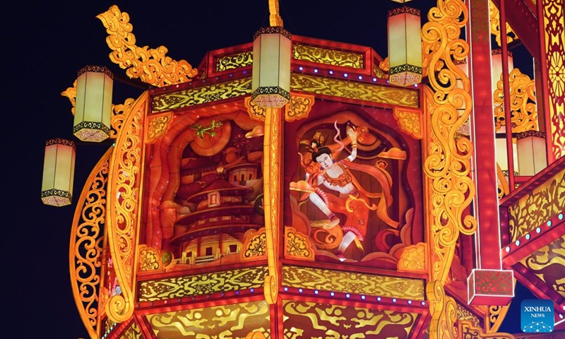 Light installations are pictured at the 31st Zigong International Dinosaur Lantern Show in Zigong, southwest China's Sichuan Province, Jan. 17, 2025. The national-level intangible cultural heritage project Zigong lantern show boasts a long history, as it can be traced back to the Tang (618-907) and Song (960-1279) dynasties. In 1964, Zigong held the first lantern show celebrating the Spring Festival. So far, making colorful lanterns has become a popular industry here, with Zigong lanterns having been displayed in more than 80 countries and regions. Making a Zigong lantern involves many craftsmen, including art designers, bench workers, mechanics, electricians and paperhanging workers. The complete process can hardly be found in other places in China. Photo: Xinhua