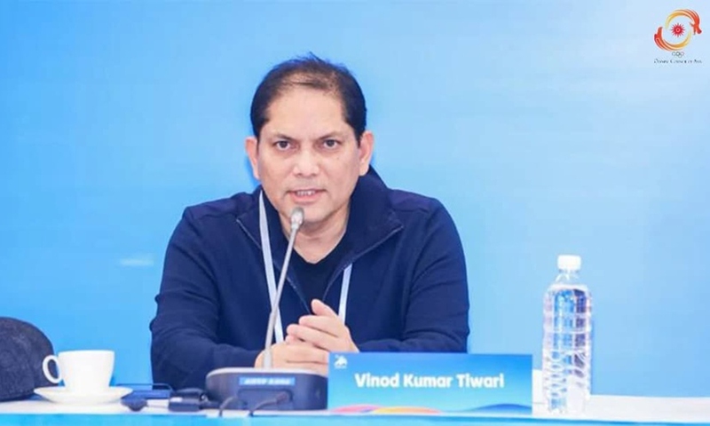Vinod Kumar Tiwari, deputy director general of the Olympic Council of Asia (OCA) speaks during the first Chefs de Mission Meeting for Harbin Asian Winter Games on January 31, 2025. Photo courtesy of OCA