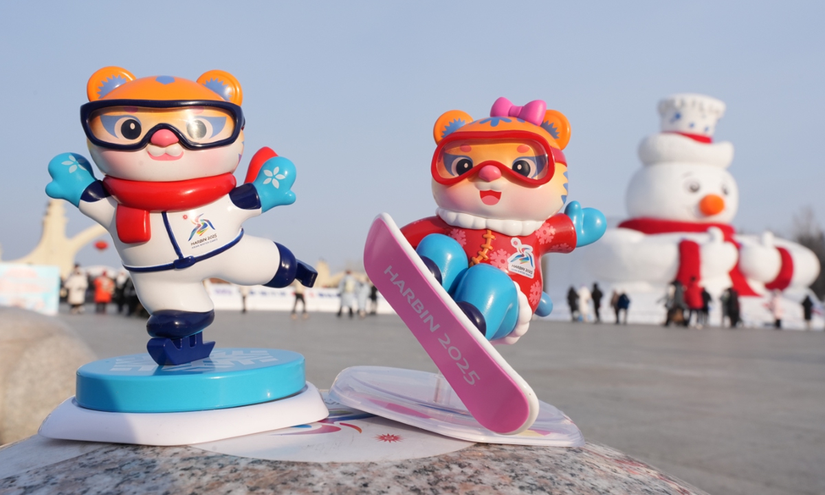 The 2025 Asian Winter Games mascots Binbin (left) and Nini, designed by a team led by Chen Lei from the Academy of Arts and Design at Tsinghua University Photo: Courtesy of the organizing committee