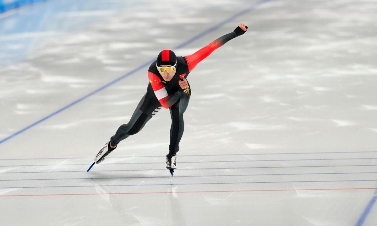 Gao Tingyu competes in the men's speed skating 500-meter final at the 9th Asian Winter Games on February 10, 2025 in Harbin, Northeast China's Heilongjiang Province. Photo: VCG