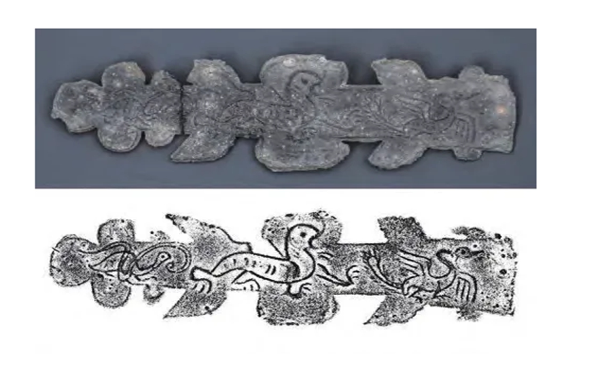 A danglu (a decorative horse ornament) discovered in an ancient tomb in Zhengcun village, Taiyuan in North China's Shanxi Province Photo: CCTV