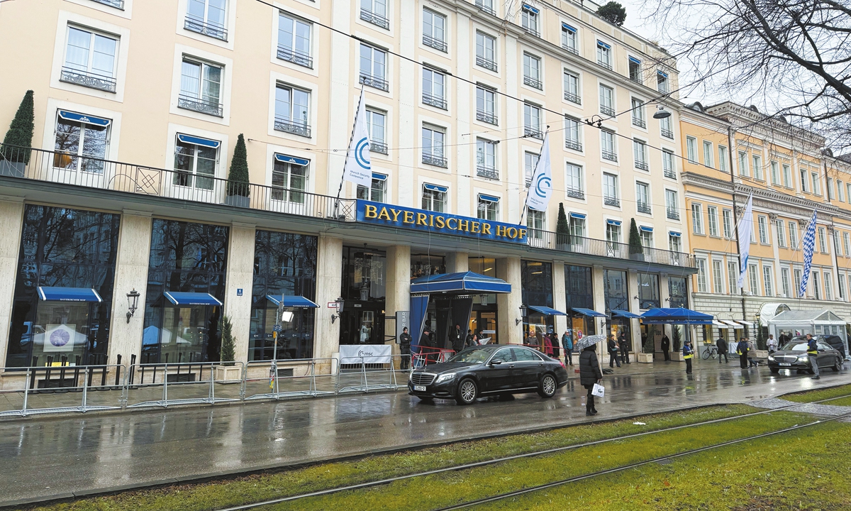 A view of the Hotel Bayerischer Hof on February 13, 2025, before the start of the 61st Munich Security Conference, which took place from February 14 to 16, 2025 at the hotel in Munich, Germany. Photo: Li Aixin/GT