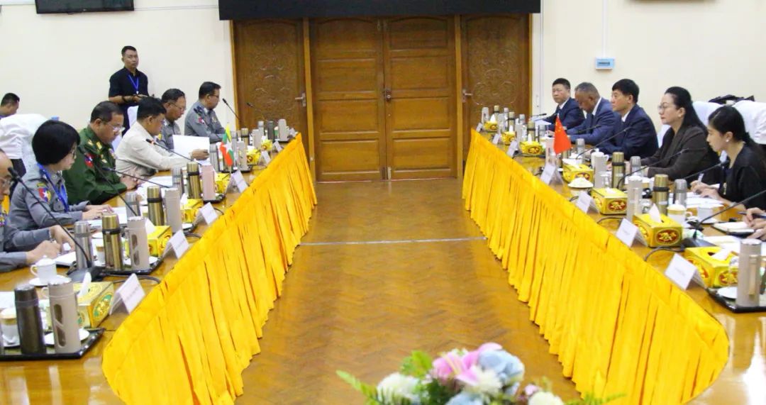 China and Myanmar have an in-depth exchange of views on further strengthening China-Myanmar law enforcement and security cooperation and jointly combating cross-border crimes such as telecom and online fraud and human trafficking. Photo: The Chinese Embassy in Myanmar 