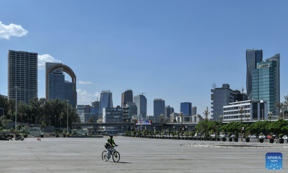 This photo taken on Feb. 16, 2025 shows a city view of Addis Ababa, Ethiopia.
Addis Ababa, the capital of Ethiopia and home to headquarters of the African Union, is surrounded by mountains, and boasts mild climate and rich cultural heritage. (Xinhua/Han Xu)