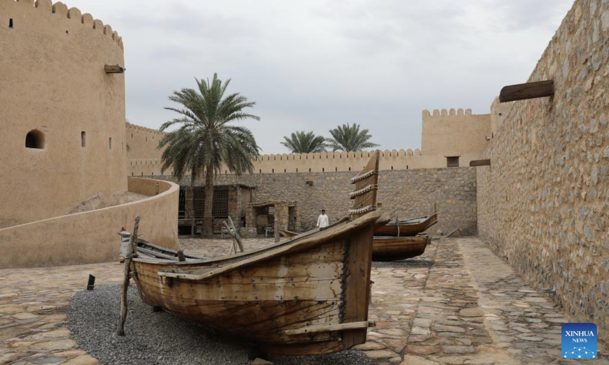 Models of traditional Omani boats are displayed at Khasab Fort in the Musandam Governorate of Oman, Feb. 17, 2025. Built in the 17th century, Khasab Fort once served as a military stronghold, a judicial center, and the residence of the governor. It has been restored as a regional exhibition center and a renowned tourist attraction. (Xinhua/Wang Qiang)