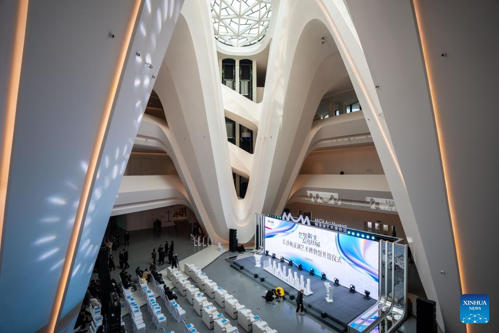 This photo taken on Feb. 18, 2025 shows an interior view of the MICA Art Museum in Changsha, central China's Hunan Province, Feb. 18, 2025. The MICA Art Museum officially opened today and will be fully accessible to the public from tomorrow. (Photo: Xinhua)