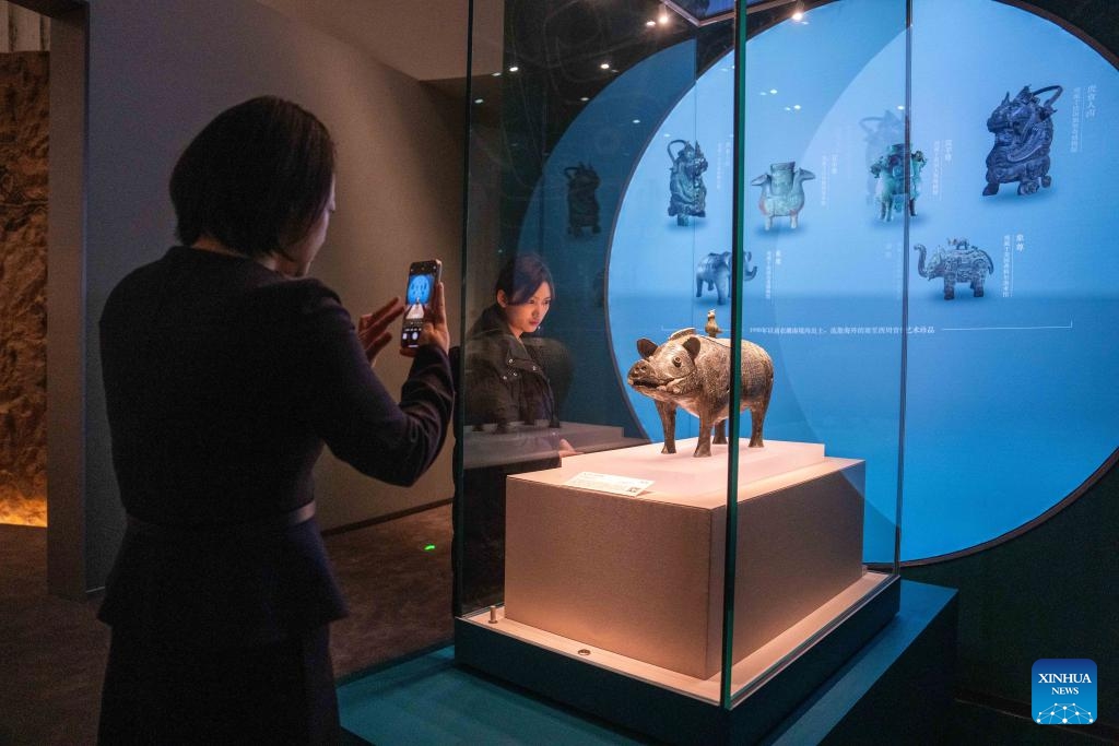 Visitors view an exhibit at the MICA Art Museum in Changsha, central China's Hunan Province, Feb. 18, 2025. The MICA Art Museum officially opened today and will be fully accessible to the public from tomorrow. (Photo: Xinhua)