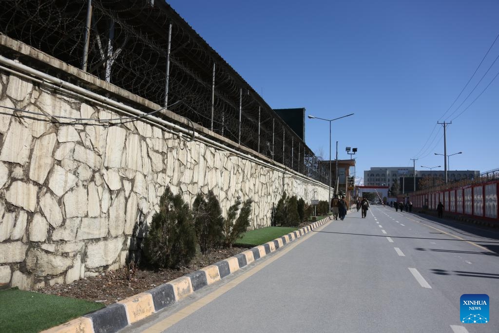 People visit a hospital turned from an ex-U.S. military base in Kabul, Afghanistan, on Feb. 20, 2025. The Afghan interim government's National Defense Ministry has turned a former key U.S. military base known as NKC (New Kabul Compound) into a hospital to provide medical treatment for those crippled by the U.S.-led forces during 20 years of military occupation of Afghanistan. (Photo: Xinhua)