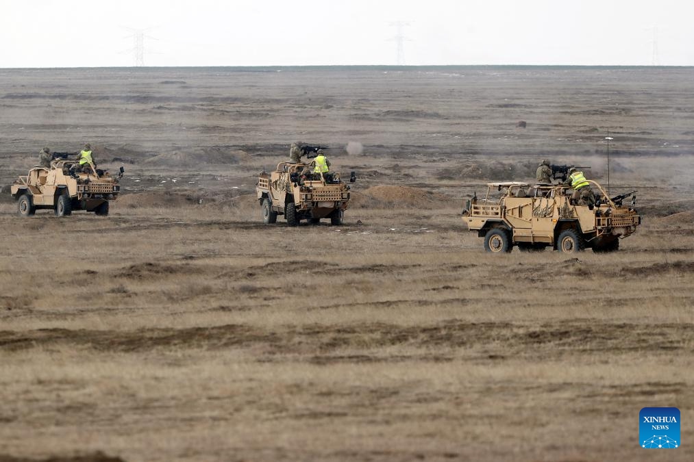 NATO soldiers participate in NATO's Steadfast Dart 2025 exercise at a training range in Smardan, Romania, on Feb. 19, 2025. (Photo: Xinhua)
