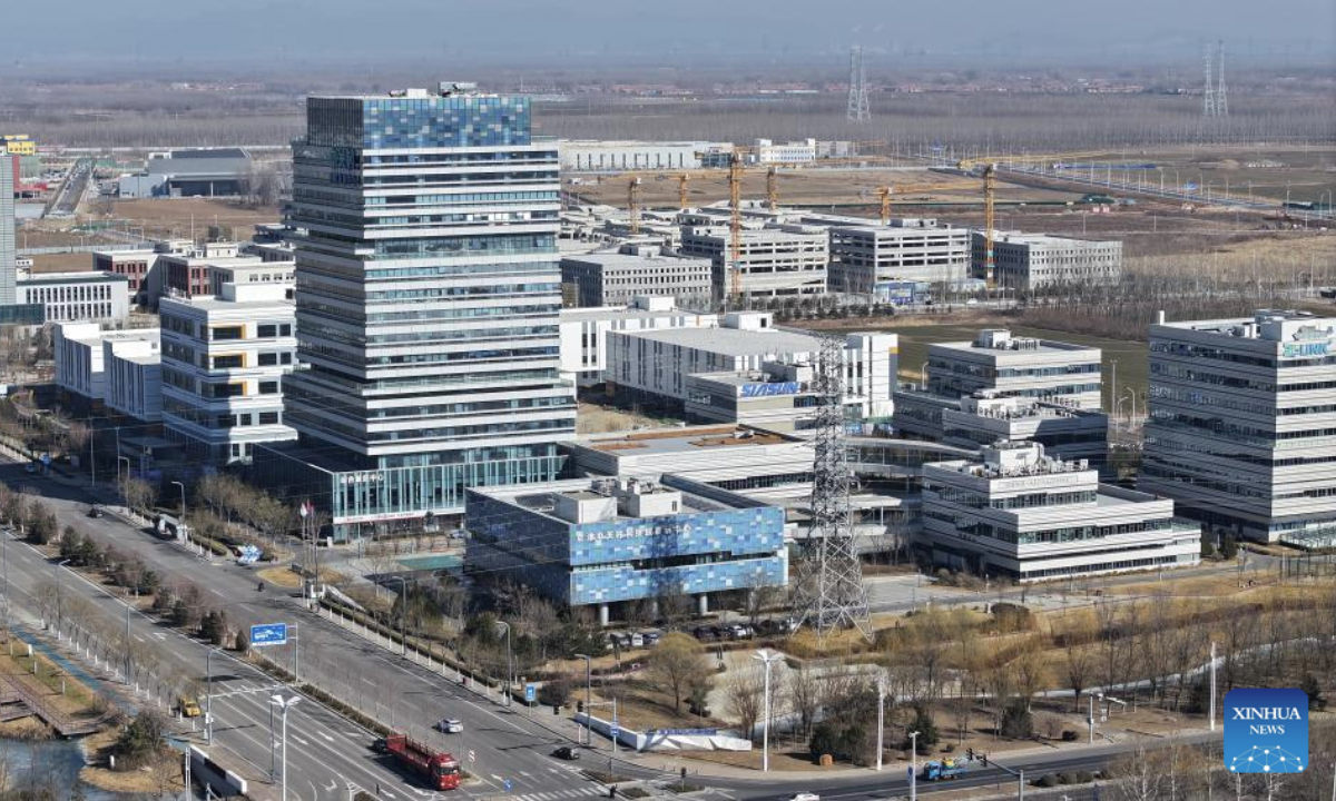An aerial drone photo taken on Feb. 24, 2025 shows a view of the Beijing-Tianjin Zhongguancun Tech Town in Tianjin, north China.

As a key cooperation platform for Beijing and Tianjin to jointly implement the national strategy for the coordinated development of Beijing-Tianjin-Hebei region, and the first asset-heavy project of Zhongguancun outside Beijing, the Beijing-Tianjin Zhongguancun Tech Town has registered a total of 1,800 market players of various types, including enterprises of information technology, high-end equipment manufacturing and biomedicine. (Xinhua/Li Ran)