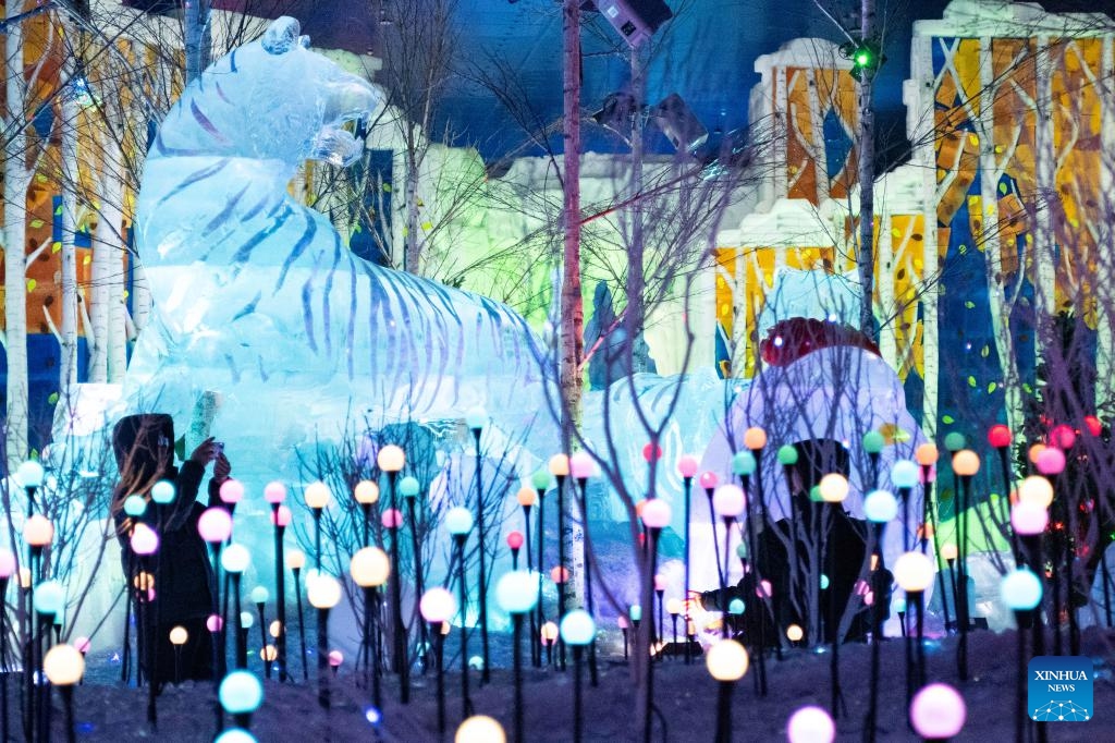 Tourists have fun at an indoor ice-and-snow theme park within Harbin Ice-Snow World in Harbin, northeast China's Heilongjiang Province, Feb. 27, 2025. The world's largest indoor ice-and-snow theme park, a facility located within Harbin Ice-Snow World, reopened on Thursday morning as the outdoor Harbin Ice-Snow World officially closed its 26th edition on Wednesday. Covering an area of 23,000 square meters, the indoor ice-and-snow attraction has seen a comprehensive refurbishment. (Photo: Xinhua)