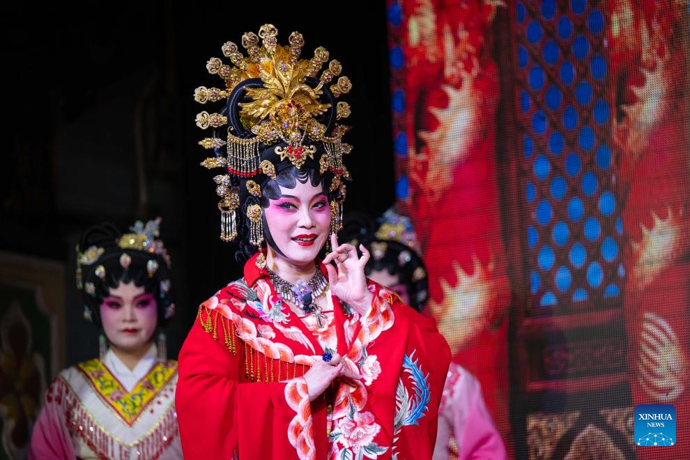 Actors perform play Concubine Yang Yuhuan during a five-day Cantonese Opera show to celebrate the second day of the second month in the Chinese lunar calender, in Macao, south China, Feb. 27, 2025. (Photo: Xinhua)