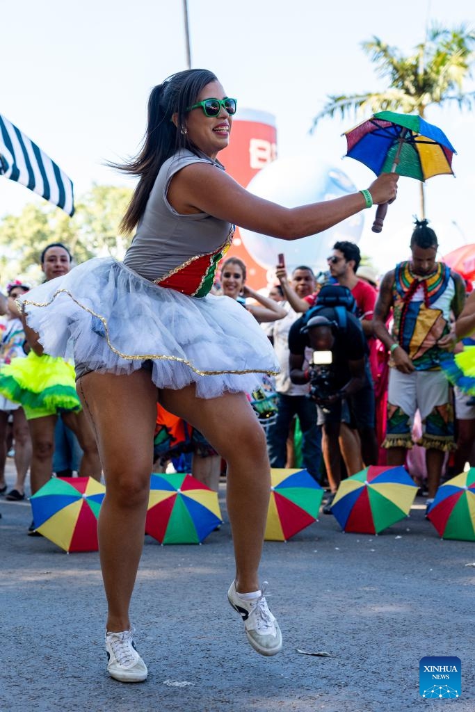 A reveler attends the Galo da Madrugada (Dawn Rooster) parade during the 2025 Sao Paulo Carnival in Sao Paulo, Brazil on March 4, 2025. (Photo: Xinhua)