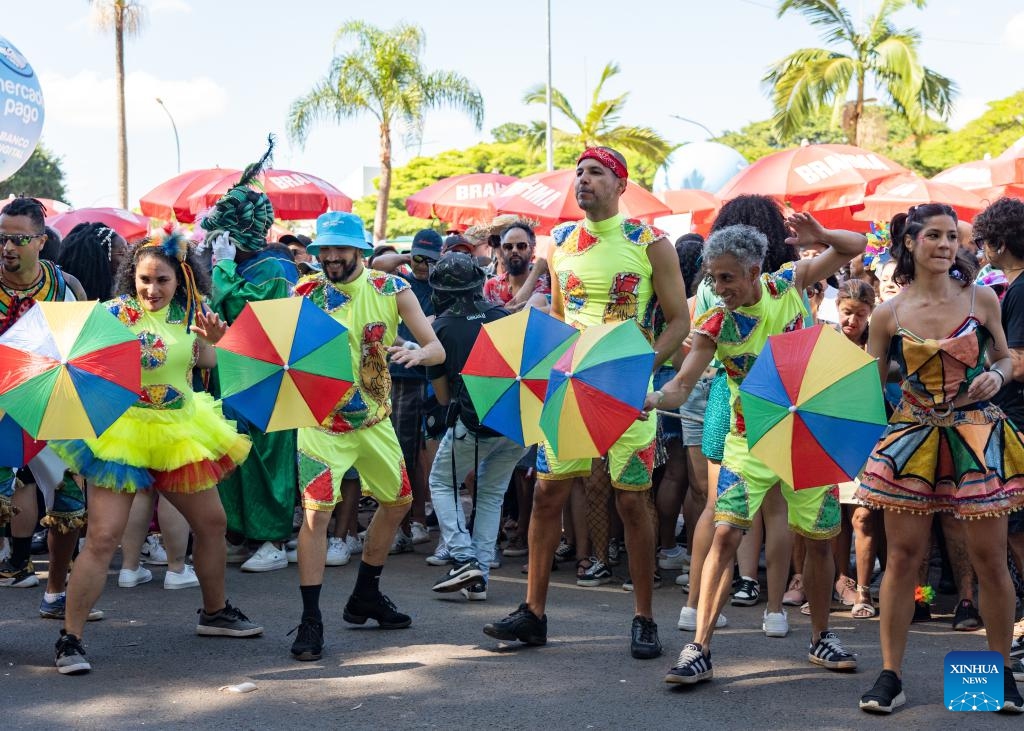 Revelers attend the Galo da Madrugada (Dawn Rooster) parade during the 2025 Sao Paulo Carnival in Sao Paulo, Brazil on March 4, 2025. (Photo: Xinhua)