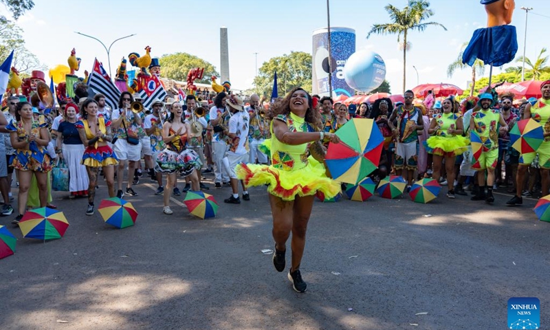 Revelers attend the Galo da Madrugada (Dawn Rooster) parade during the 2025 Sao Paulo Carnival in Sao Paulo, Brazil on March 4, 2025. (Photo: Xinhua)