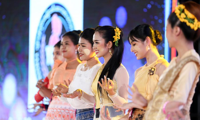 Contestants participate in the Miss Yangon 2025 Competition to mark International Women's Day in Yangon, Myanmar, March 7, 2025. Photo: Xinhua