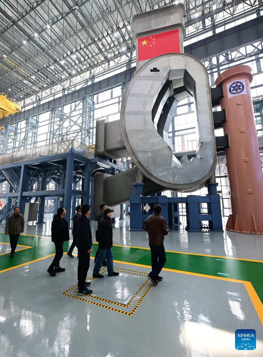 Experts conduct review and acceptance procedures on the one-eighth vacuum chamber and overall installation system, one of the key subsystems of the Comprehensive Research Facility for Fusion Technology (CRAFT), in Hefei, capital of east China's Anhui Province, March 9, 2025. China has hit another milestone in the development of its next-generation artificial sun, with one of its key systems passing expert review and acceptance procedures on Sunday, achieving an internationally advanced development and operational capability standard.

The one-eighth vacuum chamber and overall installation system was developed by the Chinese Academy of Sciences' Institute of Plasma Physics (ASIPP). It is one of the 19 key subsystems of the Comprehensive Research Facility for Fusion Technology (CRAFT), a platform on which engineers develop and test the key components of fusion energy reactors. Photo: Xinhua