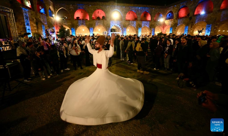 A Sufi dancer performs in Sidon, Lebanon, March 7, 2025. Photo: Xinhua