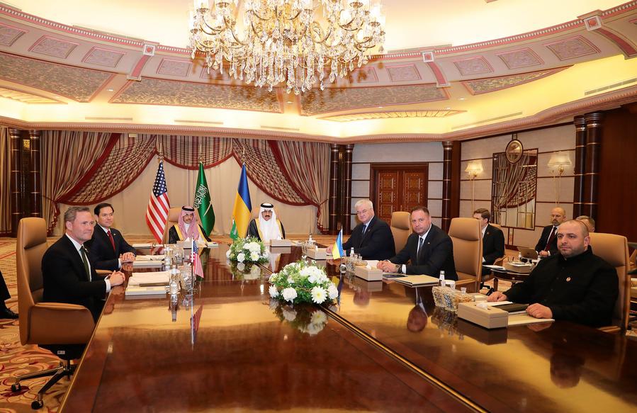 U.S. and Ukrainian delegations meet in Jeddah, Saudi Arabia, March 11, 2025. A high-stakes meeting between U.S. and Ukrainian delegations started in Saudi Arabia on Tuesday. (Photo: Xinhua)