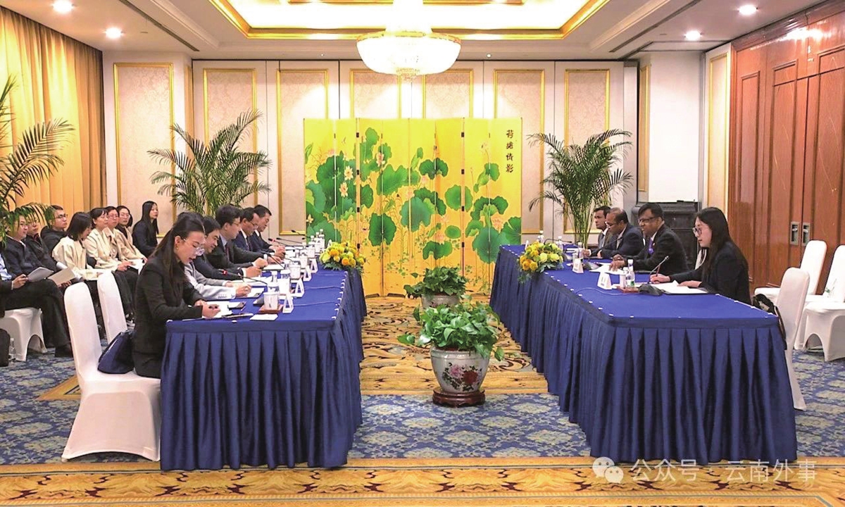 The Bangladeshi and Chinese delegations engage in talks in Yunnan Province on March 11, 2025. Photo: Yunnan Provincial Foreign Affairs Office