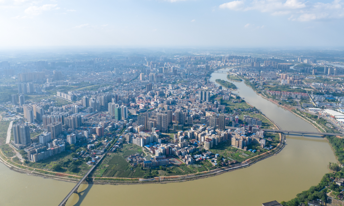 Aerial photo of Leishui River in Leiyang city, Central China’s Hunan Province Photo: VCG