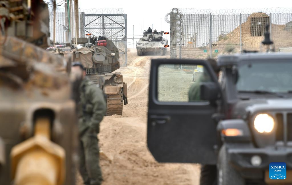 Israeli troops are seen near the southern Israeli border with Gaza, on March 20, 2025. The Israeli military said on Thursday its troops were expanding their ground operation in southern Gaza, advancing into the Shabura refugee camp in Rafah city. (Photo: Xinhua)