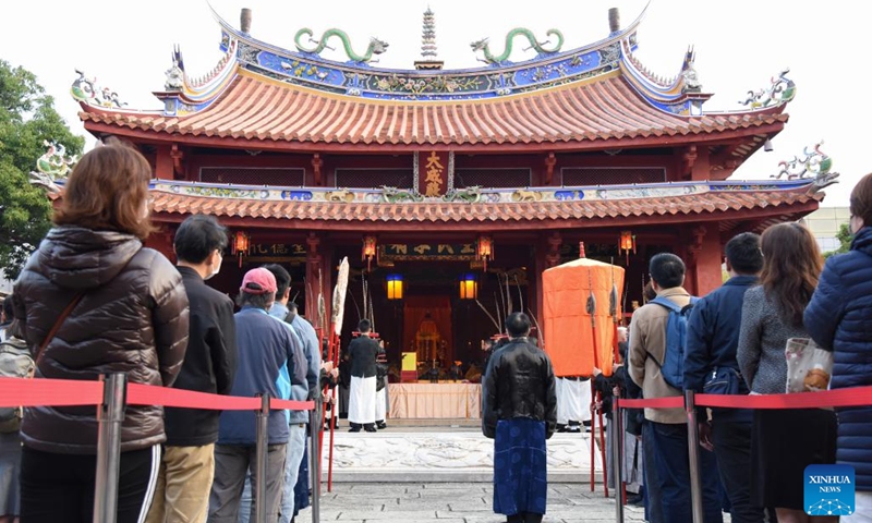 People attend a solemn ceremony to honor the revered ancient Chinese educator and philosopher Confucius at Tainan Confucius Temple in Tainan, southeast China's Taiwan, March 20, 2025. (Photo: Xinhua)