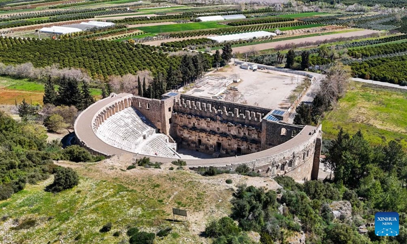 An aerial drone photo taken on March 21, 2025 shows a view of the Aspendos Antique Theater in Antalya, Türkiye. Photo: Xinhua