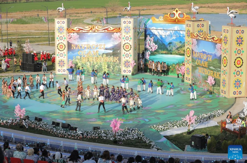 Cultural performances are staged to celebrate Nowruz festival in Tashkent, the capital of Uzbekistan, March 21, 2025. Being regarded as the beginning of a New Year and one of the most important festivals in Central Asian countries, Nowruz marks the first day of spring and is celebrated widely on March 21. Photo: Xinhua