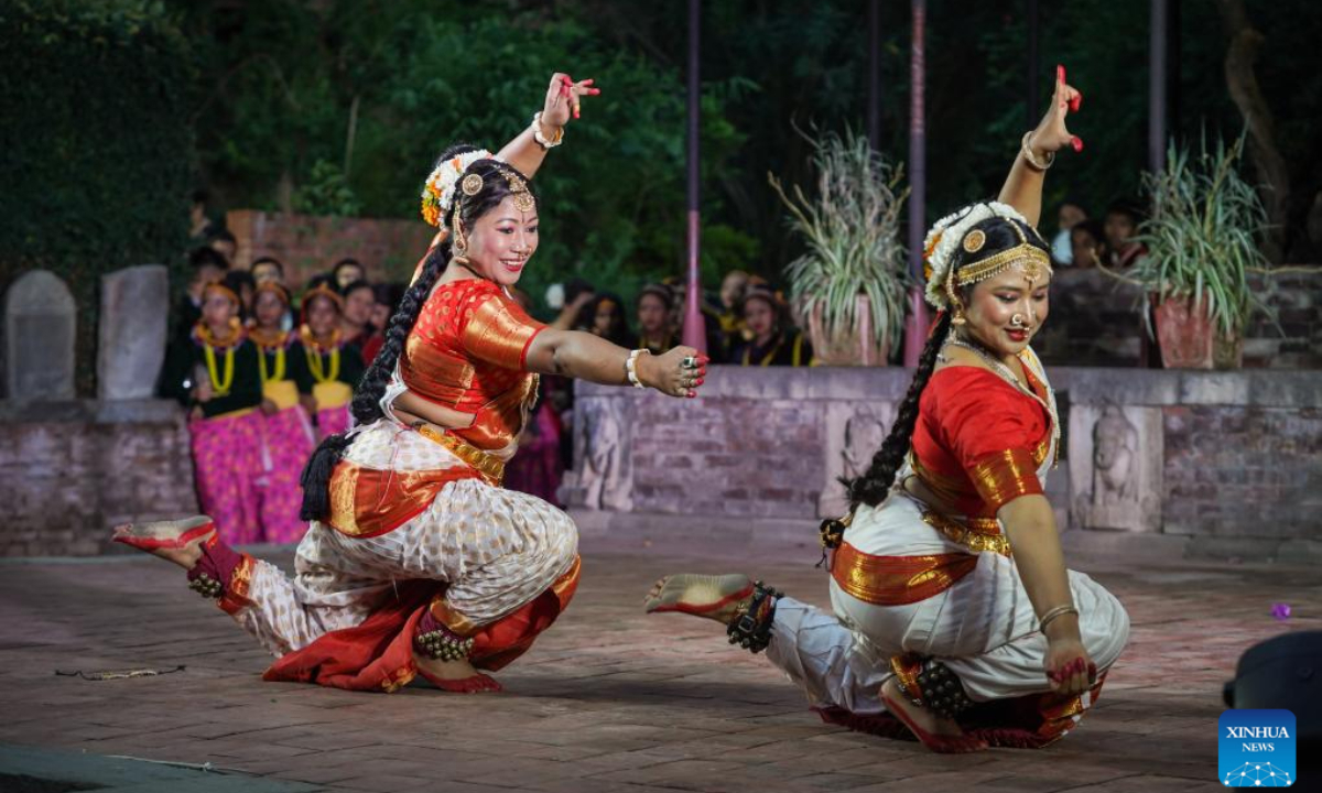 Dancers perform to celebrate International Dance Day on the premises of Patan Durbar Square in Lalitpur, Nepal, April 29, 2025. Photo:Xinhua 