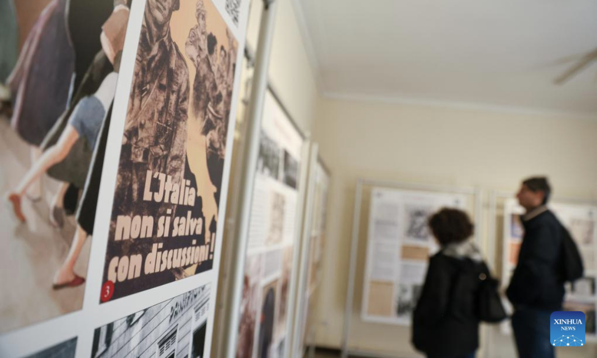 People visit the Museum of the Liberation of Rome, in Rome, Italy, on April 25, 2025. Italy marked the 80th anniversary of its liberation from fascism on Friday with a range of activities across the country. (Xinhua/Li Jing)