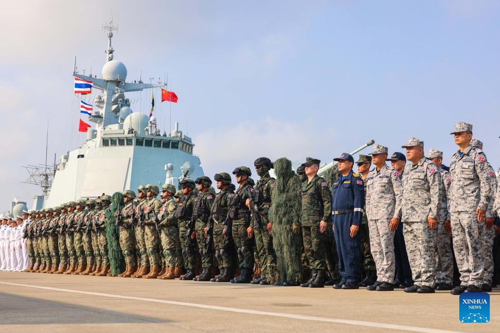 A ceremony marking the commencement of the joint naval training between China and Thailand, code-named Blue Strike-2025, is held in Zhanjiang, south China's Guangdong Province, March 26, 2025. (Photo: Xinhua)