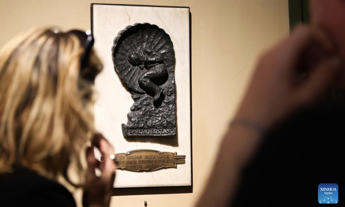 People visit the Museum of the Liberation of Rome, in Rome, Italy, on April 25, 2025. Italy marked the 80th anniversary of its liberation from fascism on Friday with a range of activities across the country. (Xinhua/Li Jing)