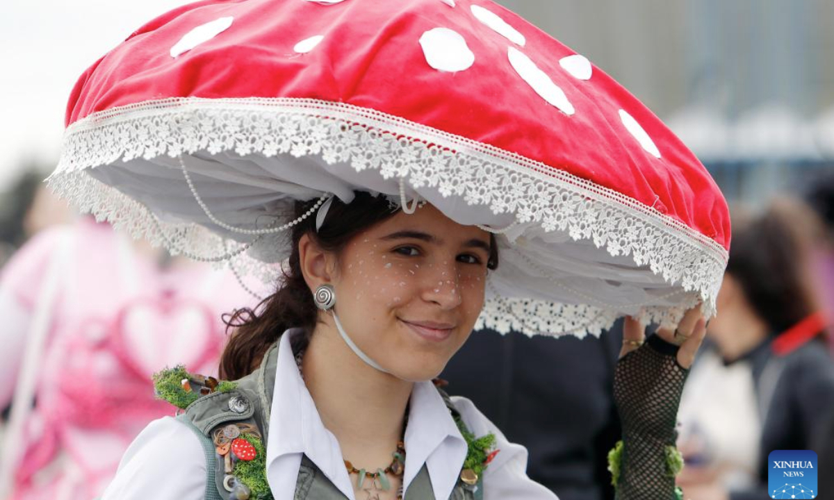 A costumed comic enthusiast poses during the East European Comic Con festival in Bucharest, Romania, April 27, 2025. Celebrating pop culture, the three-day East European Comic Con festival brought together thousands of fans who love comic books, movies, TV series and gaming. (Photo by Cristian Cristel/Xinhua)