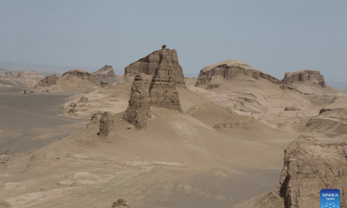 This photo taken on May 2, 2025 shows a view of the wind-eroded Yadan landform at the Lut Desert in Kerman Province, Iran. Located in eastern Iran, Lut Desert, one of the driest and hottest places in the world, was included in UNESCO's World Heritage List in 2016. (Xinhua/Shadati)