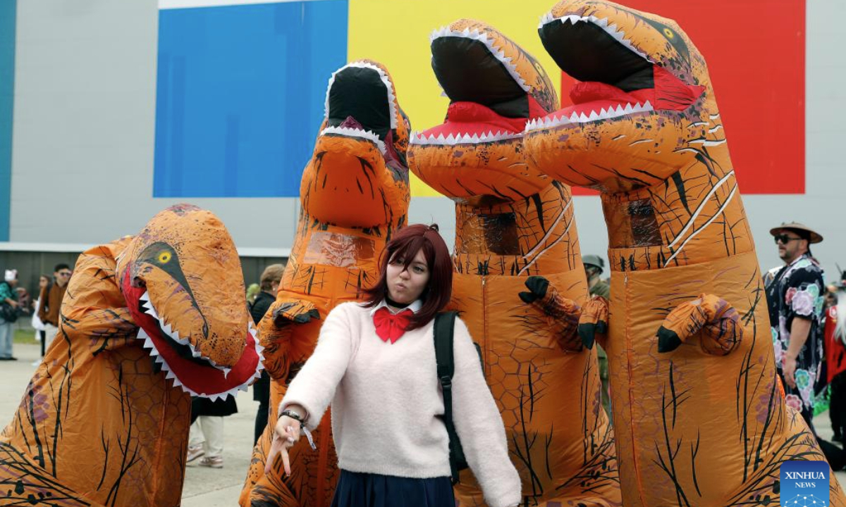 Costumed comic enthusiasts pose during the East European Comic Con festival in Bucharest, Romania, April 27, 2025. Celebrating pop culture, the three-day East European Comic Con festival brought together thousands of fans who love comic books, movies, TV series and gaming. (Photo by Cristian Cristel/Xinhua)