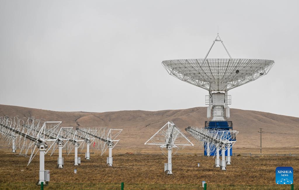 This photo taken on March 24, 2025 shows the antennae for the Chinese Spectral Radioheliograph (CSRH), an imaging telescope array, at the Ming'antu observing station of the National Astronomical Observatories of the Chinese Academy of Sciences in Zhengxiangbai Banner, Xilin Gol League, north China's Inner Mongolia Autonomous Region. (Photo: Xinhua)