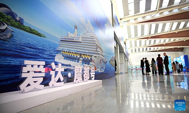 Passengers wait to board the Adora Magic City at the Qingdao International Cruise Terminal in Qingdao, east China's Shandong Province, April 6, 2025. As China's first domestically built large cruise ship, Adora Magic City embarked on its commercial maiden voyage on Jan. 1, 2024. This time, the cruise ship made its debut in Qingdao, which is its first appearance in a Chinese port city other than its home port in Shanghai, and will depart for Jeju of South Korea and Fukuoka of Japan. Photo: Xinhua