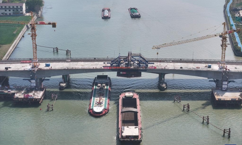 Pingwang Bridge under construction in China's Jiangsu - Global Times