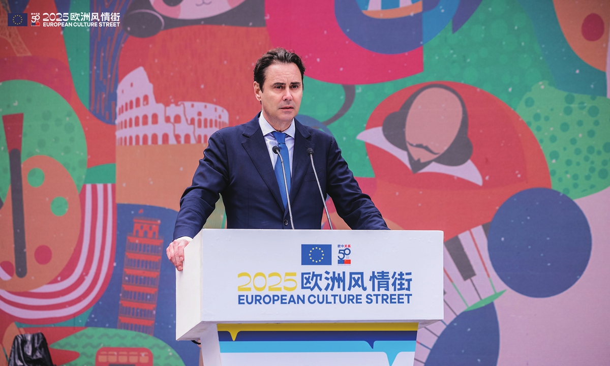 Ambassador of the European Union Jorge Toledo addresses attendees at the opening ceremony in Chengdu, on April 12, 2025. Photo: Courtesy of the Delegation of the European Union to China