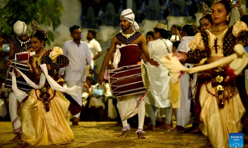 People perform traditional dances in Kataragama, Sri Lanka, April 14, 2025. Sri Lanka celebrated the traditional Sinhala and Tamil new year, which falls on April 14 this year. (Photo: Xinhua)